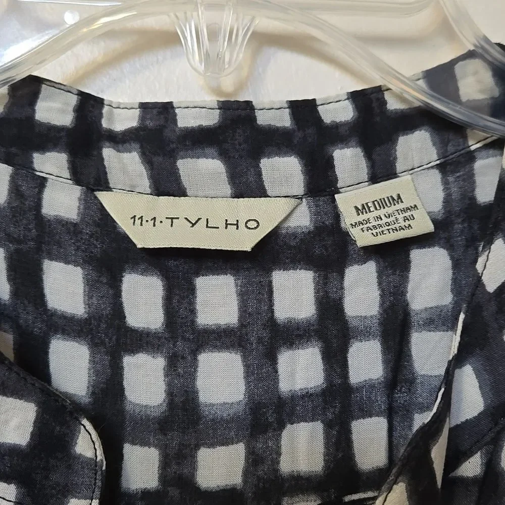 11•1 TYLHO Anthropologie Squares Black White Sleeveless Top Size Small Women's - Picture 4 of 6